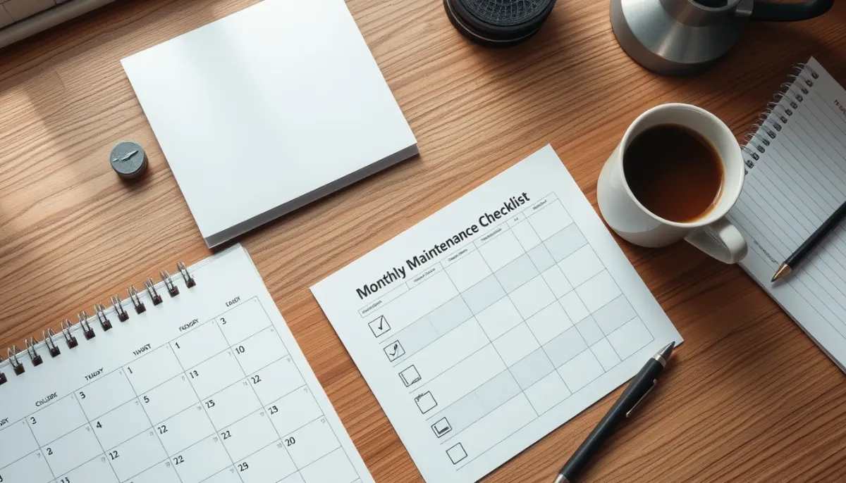Calendrier d'entretien mensuel pour une climatisation réversible, avec liste de vérifications