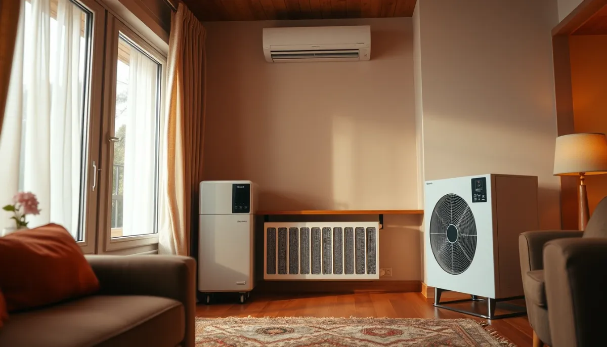 Intérieur confortable chauffé par une pompe à chaleur, illustrant le confort homogène