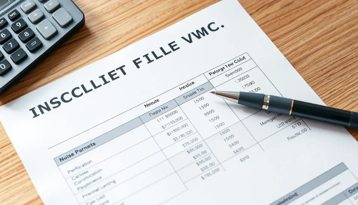 Devis détaillé pour l'installation d'une VMC double flux, avec calculatrice et stylo sur un bureau