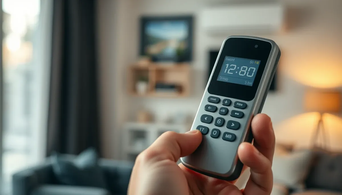 Télécommande de climatisation réversible réglée sur une température de consigne