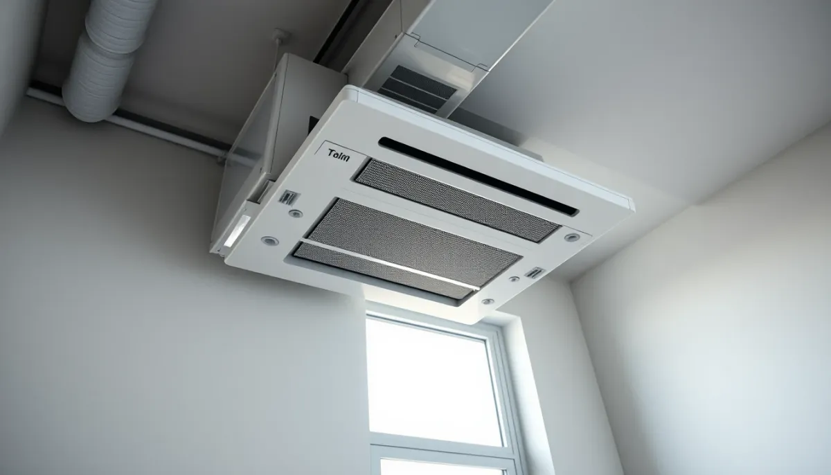 Unité intérieure gainable Daikin installée dans un faux plafond