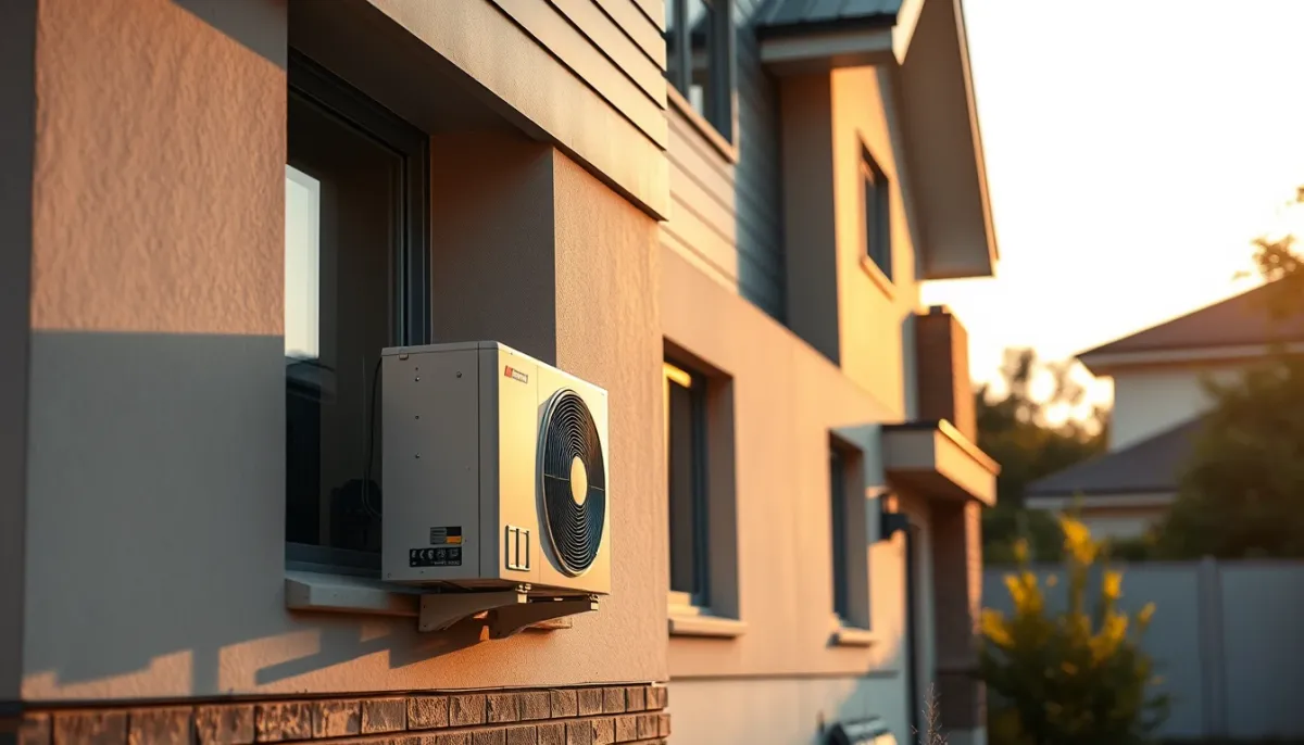 Maison moderne équipée d'une climatisation gainable Daikin avec unité extérieure discrète