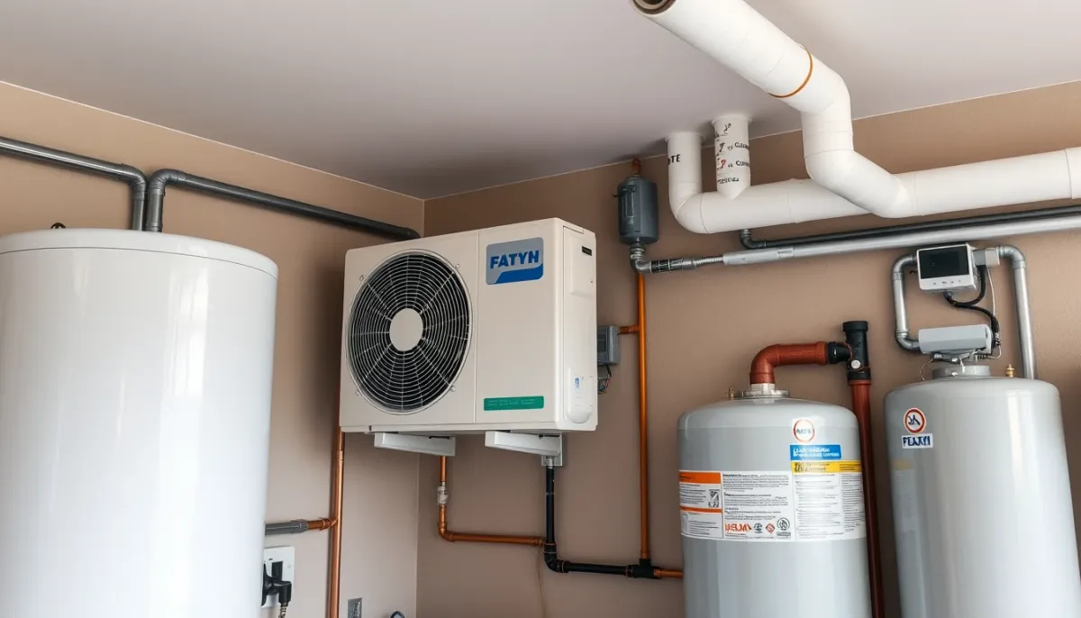 Installation intérieure d'une pompe à chaleur air/eau avec ballon d'eau chaude sanitaire dans une maison du Var