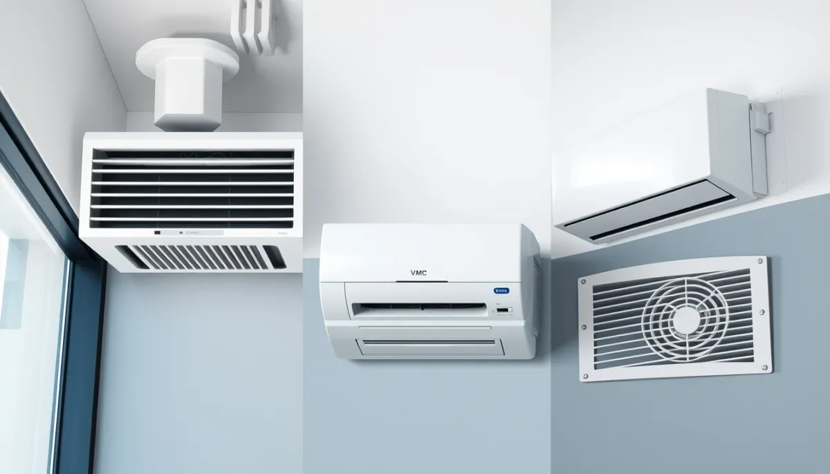 Comparatif visuel entre climatisation gainable, climatisation murale et VMC